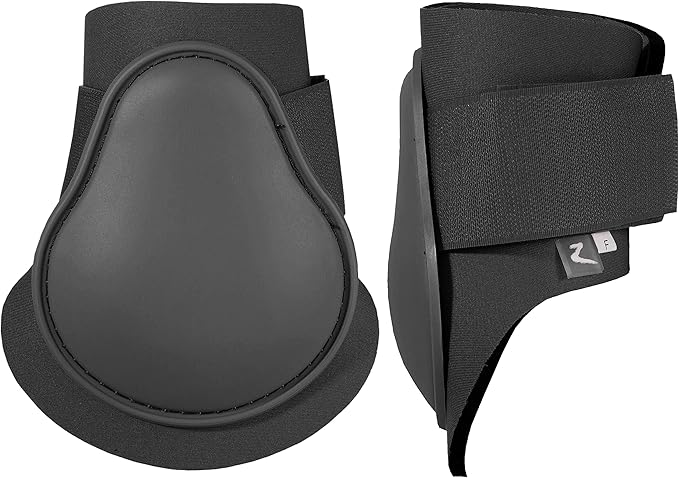 HORZE Chicago Fetlock Rear Boots | Lightweight, Adjustable, Jumping Horse Boots (Pair) - Black - Cob
