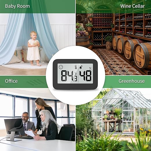 DOOMAY Mini Hygrometer Indoor Thermometer, Humidity Gauge with ℃/℉ Switch, Humidity Meter Digital Temperature Monitor for Greenhouse Babyroom Cellar Reptile Incubator Closet (4)