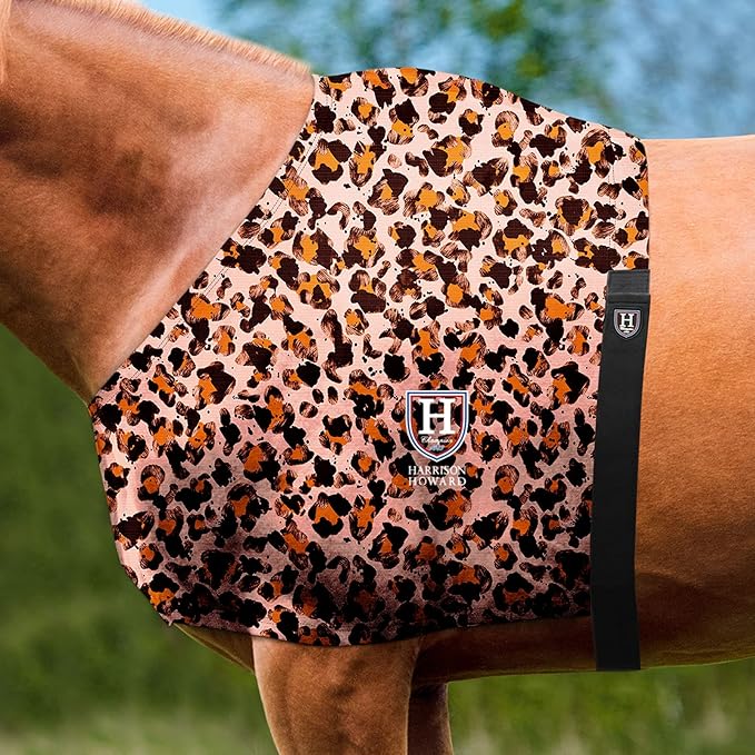 Harrison Howard Horse Stretchy Shoulder Guard Anti Rub Bib for Horse Classic Leopard M