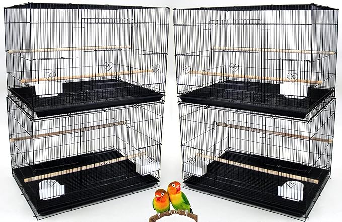 Lot of Breeding Flight Bird Cage for Aviaries Canaries Budgies Finches Lovebird Parakeet (30"x18"x18" Black)