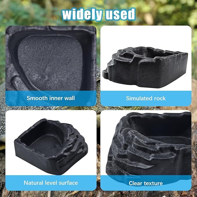 Reptile Water Dish, Reptile Feeding Dish Corner Bowl Breadworm Feeding Food Bowl, Terrarium Decor Bowls for Bearded Dragon Lizard Frog Leopard Gecko Tortoise Hermit Crab Chameleon (Style-2 Small)