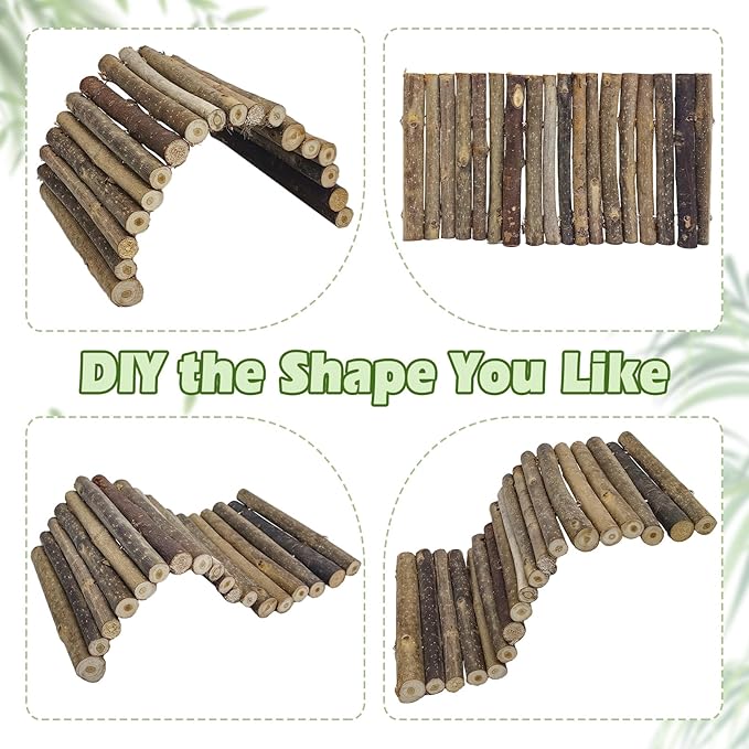 kathson Bearded Dragon Tank Accessories Kit, Reptile Hide Wooden Bridge Coconut Fiber Mat Hammock Jungle Climber Vines Leaves Tweezer and Plant Reptile Habitat Decor for Chameleon Lizards Gecko Snakes