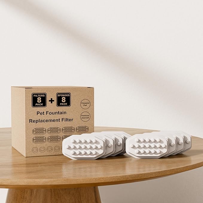 Official Cat Fountain Filters (8 Filters +8 Sponges)