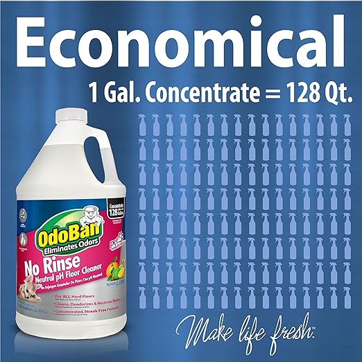 OdoBan Pet Solutions No Rinse Neutral pH Floor Cleaner Concentrate, Made in the USA, 1 Gallon, and Oxy Stain Remover, 32 Ounce Spray