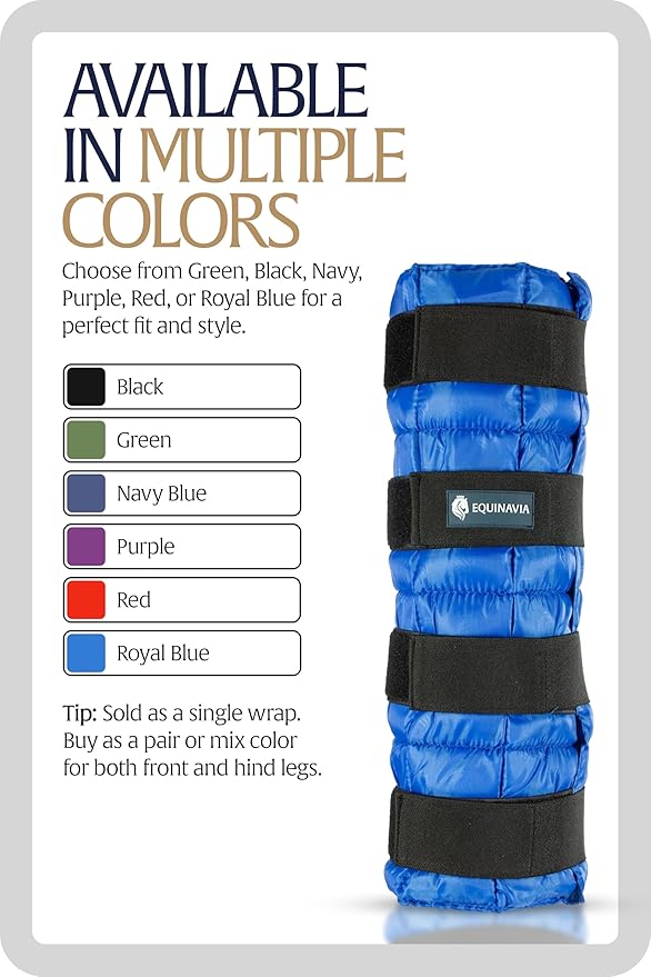 Equinavia Cool Relief Therapy Ice Boots Leg Wraps for Horses, Gel Pack with Adjustable Straps | 16.5" x 15.5" Single - Royal Blue - Single - One Size