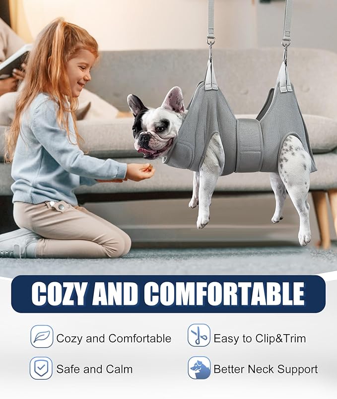 Dog Grooming Hammock,XX-Large Hammock for Nail Trim, Hanging Harness for Nail Trimming,Dog Sling Restraint Holder for Pet Grooming Suspension Hanger with Thick Fabric Neck Support
