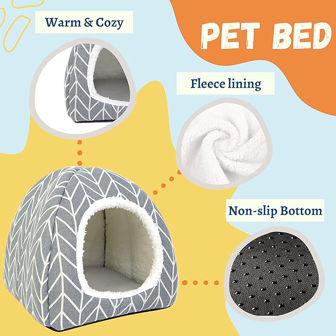Guinea Pig Hideout Bed Dwarf Rabbit House Cave Accessories Cozy Hide-Out for Little Bunny Hedgehog Ferret Chinchilla&Other Small Animals (Grey)