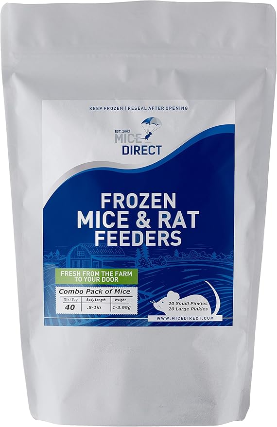MiceDirect Frozen Mice Combo Pack of Small Pinkies & Pinkies Feeder Mice - Food for Corn Snakes, Ball Pythons, Lizards - 40 Ounce (Pack of 40)