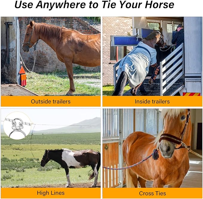 Horse Tie Ring, Horse tack and Supplies, Safe Horse Accessories,Horse Training Equipment with Eye Bolt,Quick snap,Humane Way Tie Ring,Prevent Horses from Pulling Back,Durable Steel，3 Pakcs