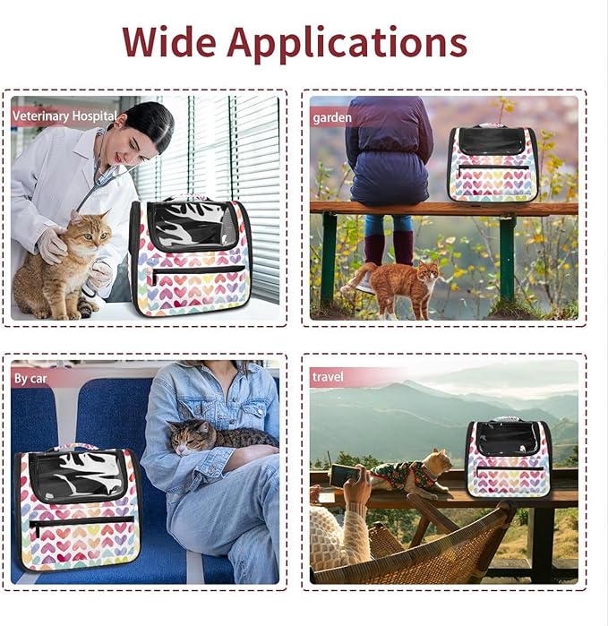 Airline Approved Soft Sided Pet Carrier, Watercolor Colorful Rainbow Love Pet Travel Bag for Cats & Dogs, Durable, Breathable Pet Travel Bag for Airplane, Car & Train