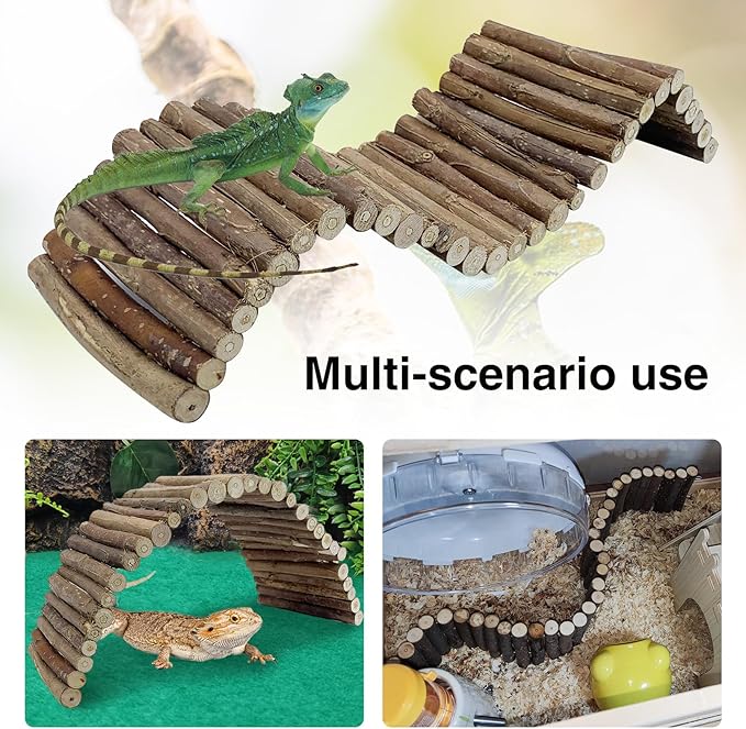 Hamiledyi Leopard Gecko Tank Accessories, 10 Pcs Reptile Vines Plants with Coconut Shell Ladder Hideout Hut Hermit Crab Decor for Bearded Dragon Lizard Chameleon Tortoise Snake Play Rest