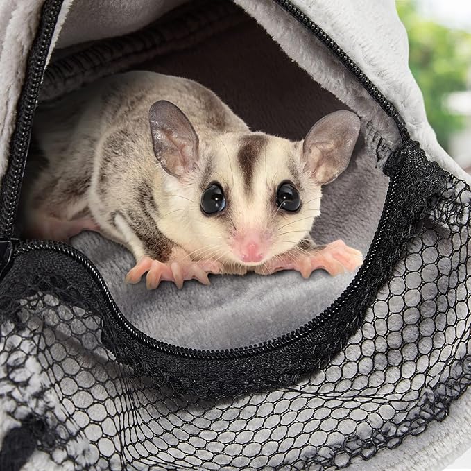 Sweetude 2 Pcs Sugar Glider Bonding Pouch Small Animal Outgoing Sleeping Bag Breathable Small Animal Carry Pouch with Shoulder Strap for Marmosets Squirrels Hamsters and Other Pets(Gray)