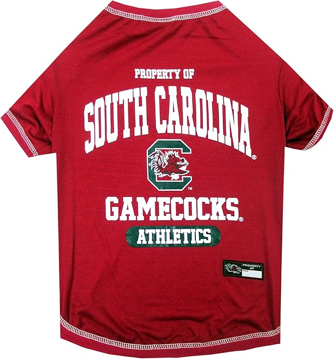 Pets First Collegiate SOUTH CAROLINA GAMECOCKS Dog T-Shirt, Small. - Licensed Shirt for Pets Team Colored with Team Logos.- Premium Stretchable Materials for the Comfrot of your Dog & Cat.