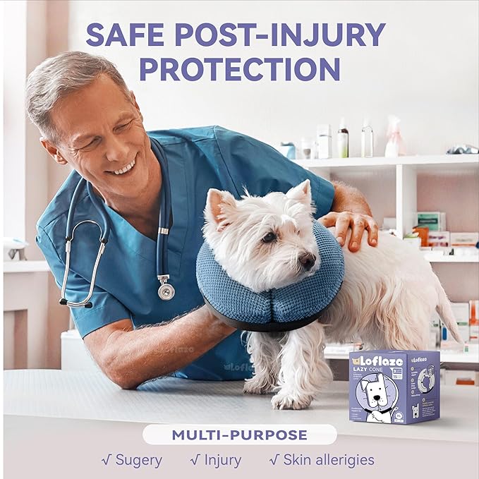 Inflatable Dog Cone Collar - Dog Neck Donut Cone Collar Alternative After Surgery - Soft Cone for Large Medium Small Dogs Cats - Alternative Recovery E Collar (Blue, XXL)