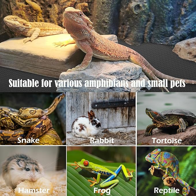 Bearded Dragon Tank Accessories, 18x118 in Large Non-Stick Reptile Carpet Substrate Terrarium Tank Liner Carpet, Waterproof Reptile Bedding Floor Mats for Snakes, Leopards, Geckos, Lizards