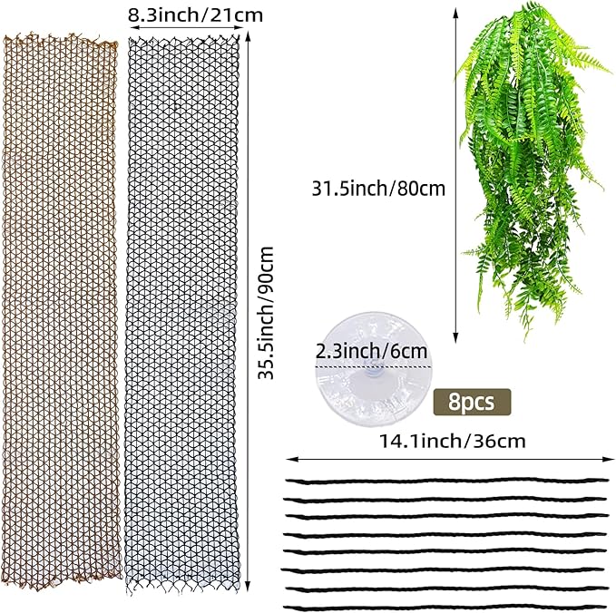 Bearded Dragon Hammock Lizard Climbing Hammock Lounger Collapsible Reptile Climbing Wall Bridge Tank Accessories for Gecko Snake Hermit Crab Chameleon (2 Pcs)