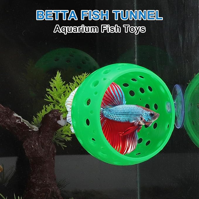 Betta Hideout Tunnel, Interactive Aquarium Decor, Aquarium Tunnel for Betta, Exciting Hiding Spot, Green