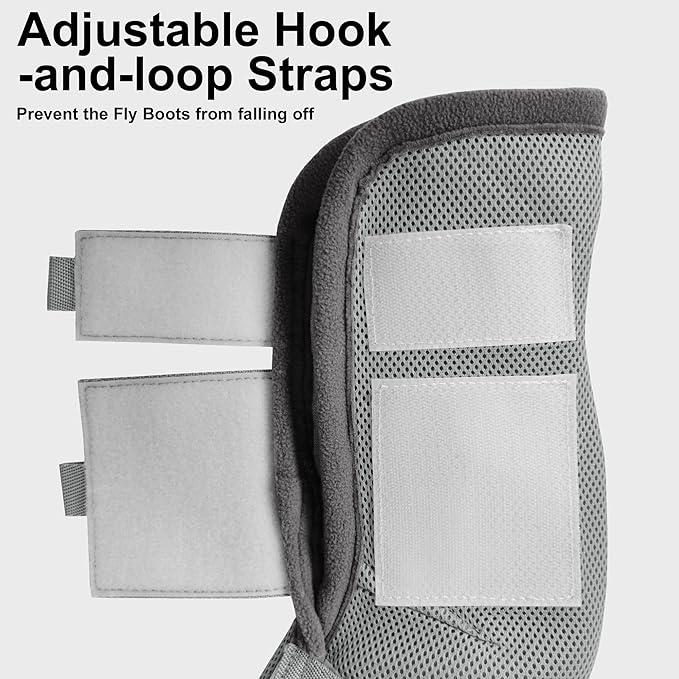 Adjustable Horse Fly Boots Set of 4, Equine Leg Protection Reduce Stomping, Breathable Mesh Fly Boots for Horses, Horse Leggings Leg Guards