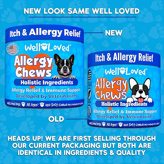 Dog Allergy Chews - Dog Allergy Relief, Itching Skin Relief, Hot Spot Treatment & Seasonal Allergies, Vet Developed, Anti Itch Skin Irritation Treatment, Made in USA, 120 Chews