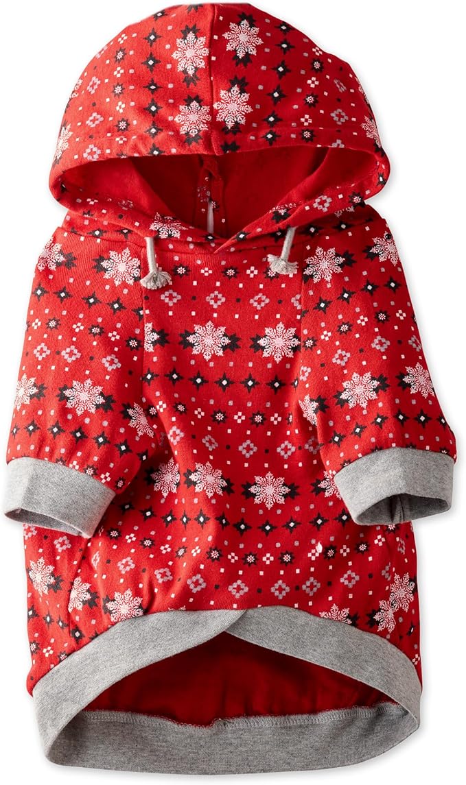 Rocky – The Orginal Lightweight Hooded TEE 100% Organic Cotton Dog Hoodie Pet Coat Sweater for Small, Medium, Large Dogs, Red Fair Isle, X-Large