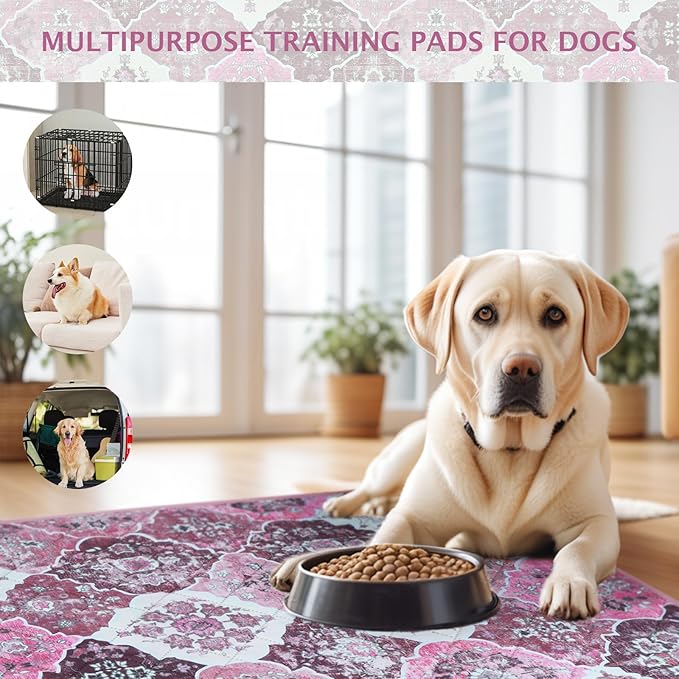 IEUUMLER Washable Pee Pads for Dogs, 2 Pack Reusable Pee Pads for Dogs Non-Slip Grip, Super Absorbent Waterproof Puppy Pads for Potty Training, Playpen, Crate, Whelping Box EU011 Pink, 36x36
