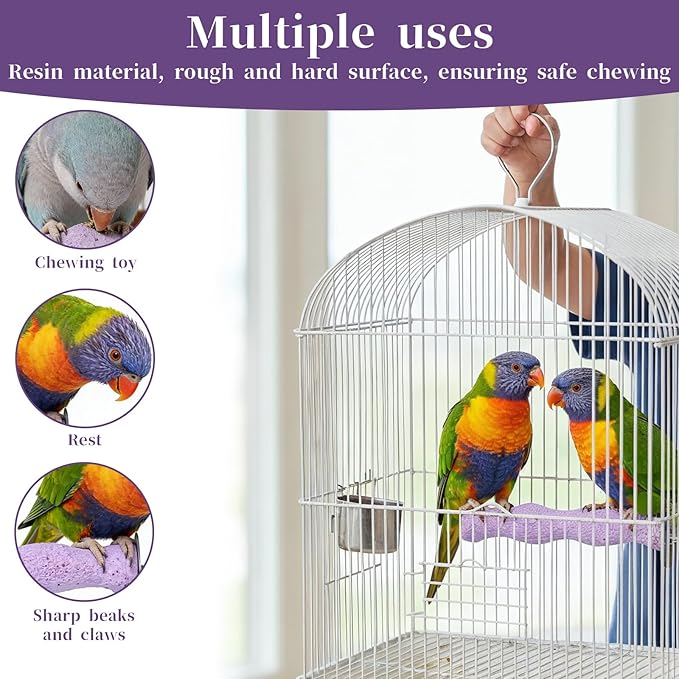Bird Beak Grinding Stone, 2 Pcs Parrot Resin Beak Grinder Stones Anti-Slip Parakeet Nail Trimming Stick Platform Foot Claws Trimmer for Parrot Cage Accessories