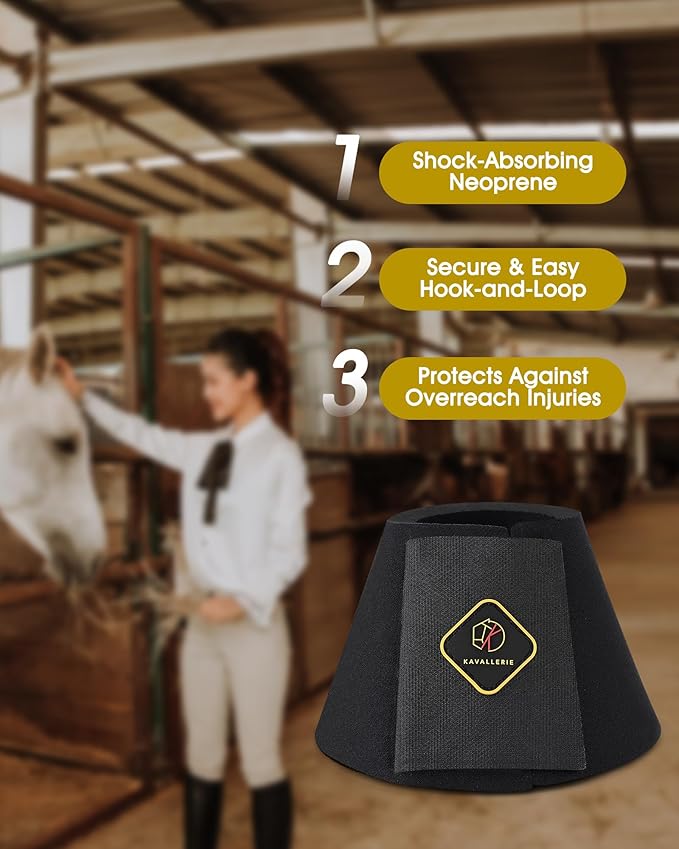 Kavallerie Pro Overreach Horse Bell Boots, Neoprene Pair for Training & Trail Riding