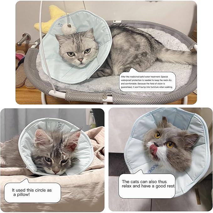 Touchdog Foldable Dog Cone Collar for Cats & Dogs - Adjustable Soft Recovery Collar with Waterproof PU Coating, Lightweight Design, 24.5cm/9.6in Wide Barrier (Blue, XL)