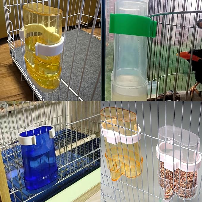 Hamiledyi Parakeet Water Dispenser 4pcs Automatic Bird Water Dispenser Transparent Container Cage Accessories Automatic Feeding for Finch Lovebird Canary Small Birds