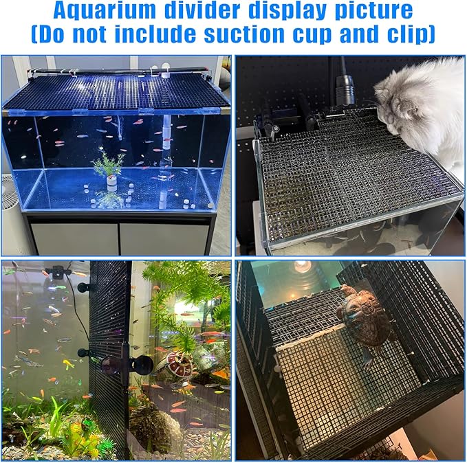 Plastic Egg Crate Grip Panel Fish Tank Divider Aquarium Divider Filter Bottom Fish Tank Isolation Board Egg Crate Tray (Black, 8pcs 11.8X5.9 Inch with 0.15 Inch Hole)