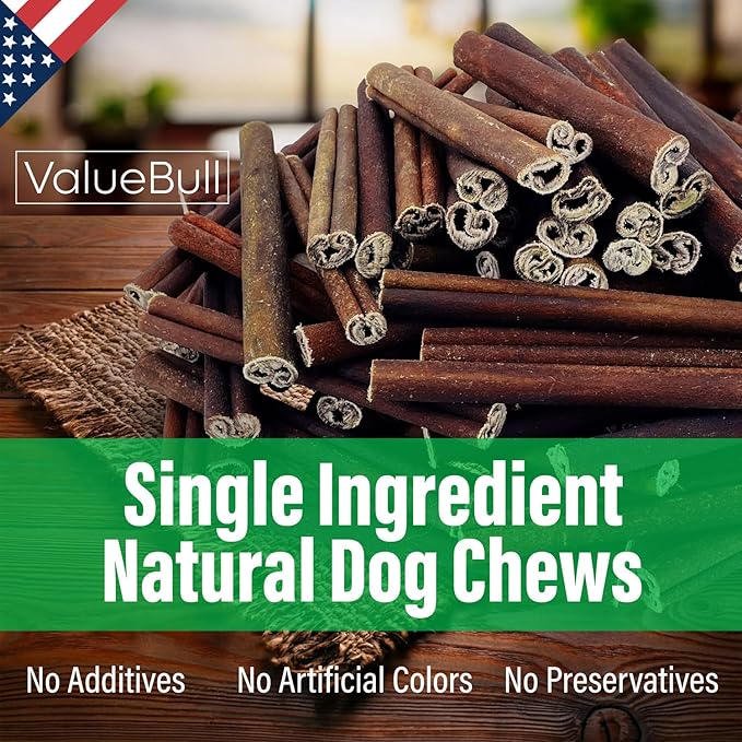 ValueBull USA Collagen Sticks for Dogs, 6 Inch Medium Chews, Natural Long-Lasting Dog Treats, 50 Count - Promotes Joint, Skin & Coat Health with Glucosamine and Chondroitin