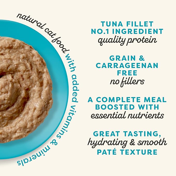 Applaws Vitality Wet Cat Food Paté, Natural Cat Food with Added Vitamins & Minerals, Grain-Free, Carrageenan Free, Tuna Fillet Recipe (24 Count, 2.47 oz Cans)