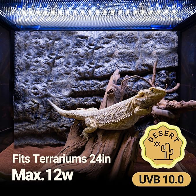 Dimming LED UVB Reptile Light, 24“ LED Reptile Light Bar with Brightness Adjustment & 3 Light Modes, UVB 10