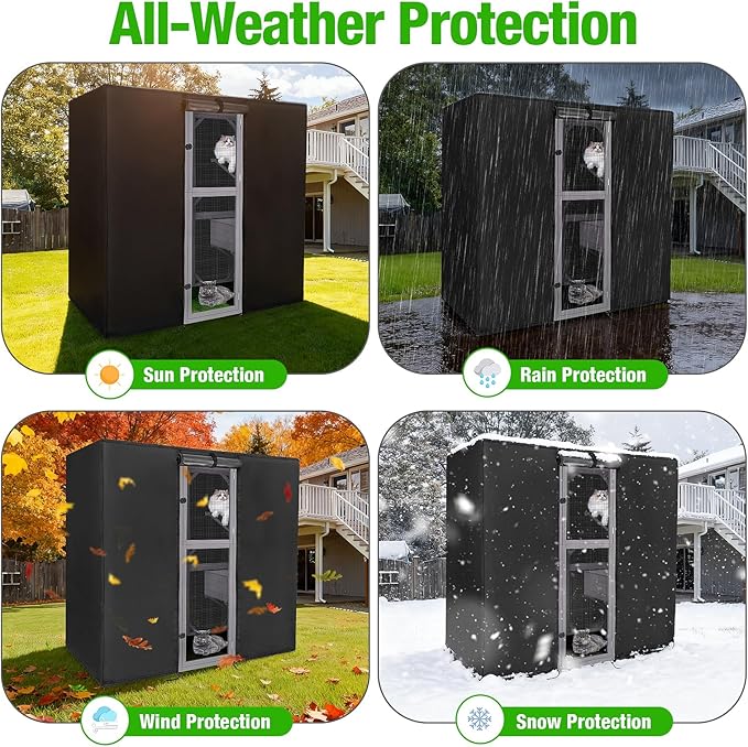 Kingling Outdoor Cat House Cover Fits for Aivituvin Large Cat Houses & Condos, Universal Catio Cover Waterproof & Dustproof Pet Enclosure Cover for Cat, Bird & Rabbit(Cover Only)- 75"L x 42"W x 75"H