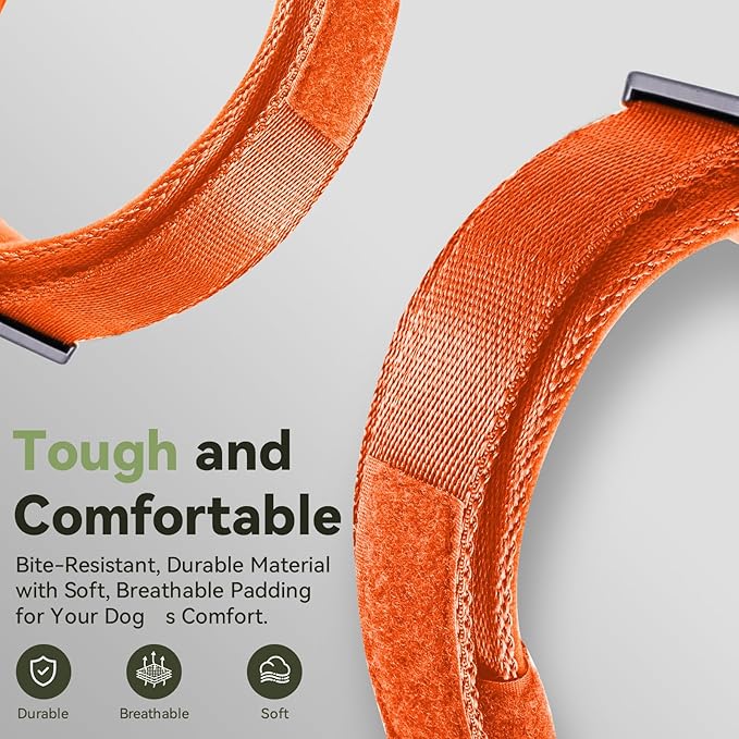 2026 Upgrade Waterproof AirTag Dog Collar, Military Tactical Dog Collar with AirTag Holder, Comfortable Control Handle and Metal Buckle, GPS Dog Collar Holder for Medium to Large Dogs (Orange,L)