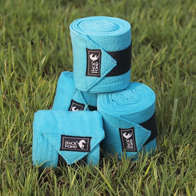 Horse Polo Leg Wraps, 5' Long Fleece Polo Wraps for Horses Set of 4, Horse Leg Bandages Stable Supplies Equestrian Boots Horse Leg Protection Vivid Cerulean