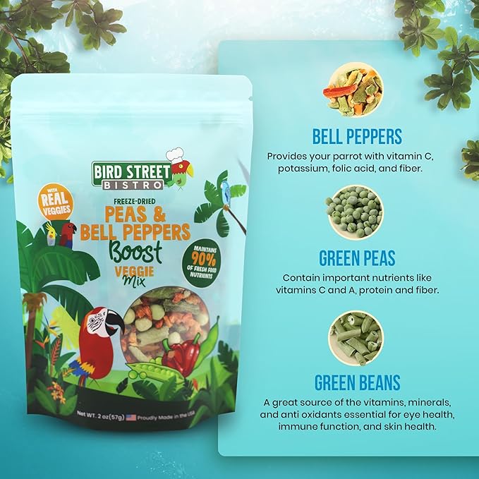 Bird Street Bistro Parrot Food - Parakeet & Cockatiel Food - Cooks in 3-15 min with Natural & Organic Grains, Legumes, Non-GMO Fruits, Vegetables & Health Spices
