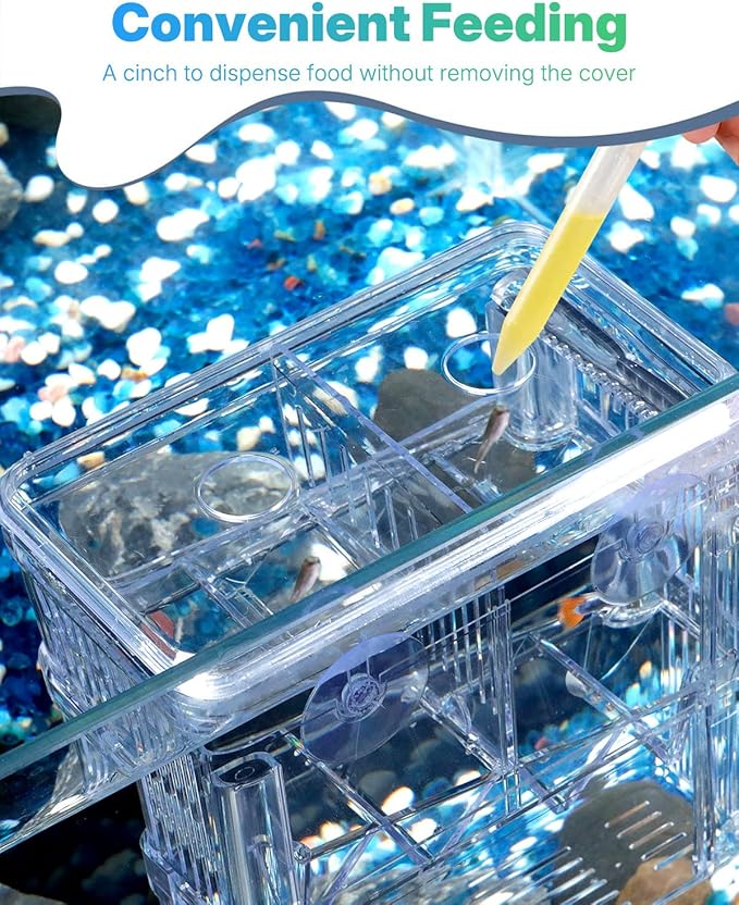 Pawfly Aquarium Breeding Box - Transparent Plastic Fry Hatchery Incubator for Baby Fish, Shrimp, Betta, Clownfish