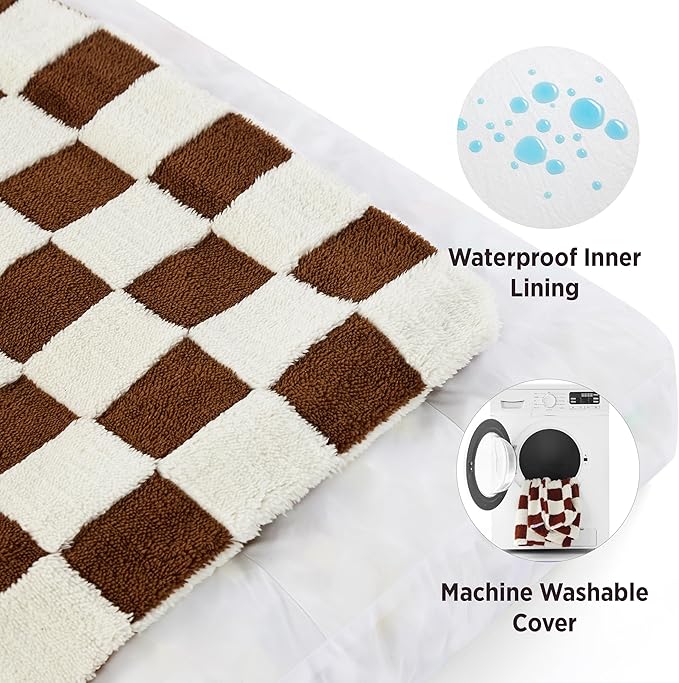 LE SURE Dog Beds Large Sized-Thick Shredded Chopped Foam Pet Bed Indoor with Removable Cover, Cute Modern Fuzzy Plush & Anti Slip Bottom, Brown