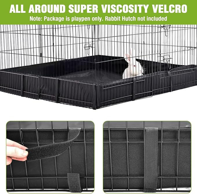 Bunny Playpen Indoor & Outdoor, Rabbit Enclosure with Waterproof Liner, Extension Guinea Pig Cages for Small Animals (Playpen Only)