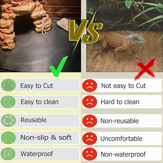 Bearded Dragon Tank Accessories, 18x118 in Large Non-Stick Reptile Carpet Substrate Terrarium Tank Liner Carpet, Waterproof Reptile Bedding Floor Mats for Snakes, Leopards, Geckos, Lizards