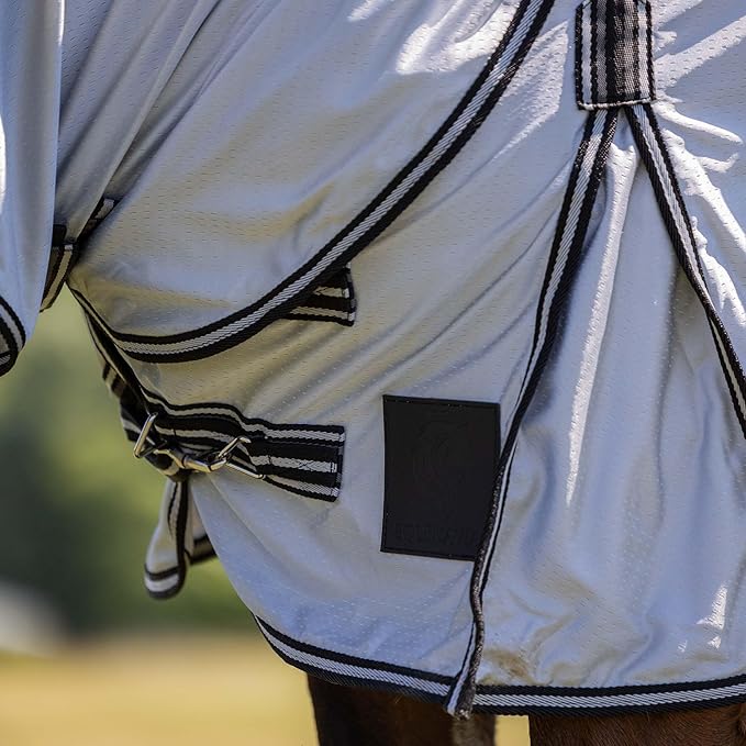 Equinavia Aktiv Athletic Detachable Neck Fly Sheet | Ultralight Poly Fabric | Extended Protection - Silver Gray - 84 in