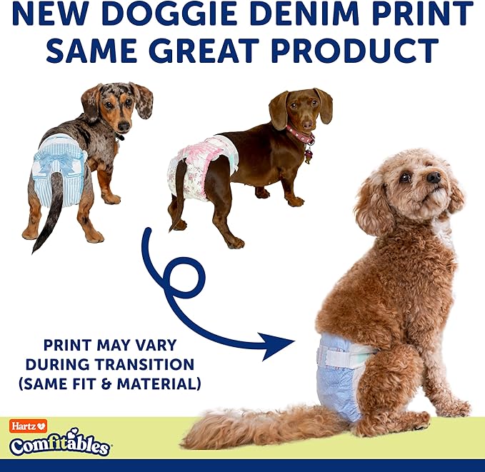 New! Hartz® Comfitables® Disposable Dog Diapers, Size XXS 42 count, Comfortable & Secure Fit, Easy to Put On, Super Absorbent Male and Female Diaper