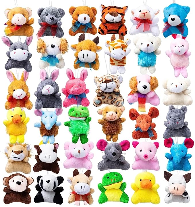 JOYIN 12 Pack Random Mini Animal Plush Toy Assortment (12 Units 3" Each),Bulk Stuffed Animals for Kids, Small Animals Plush Keychain Decoration, Carnival Prizes, Christmas Goodie Bags & Party Favors