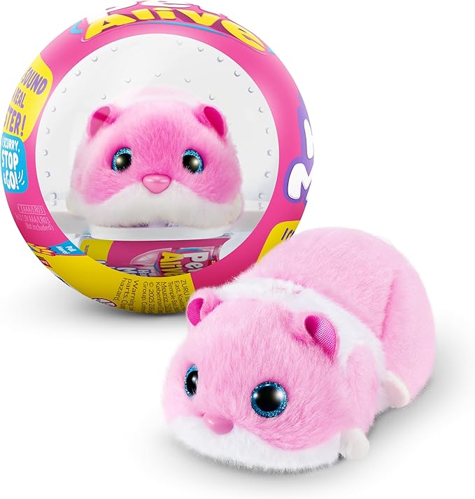 Pets Alive Hamstermania (Pink) by ZURU Hamster, Electronic Pet, 20+ Sounds Interactive, Hamster Ball Toy for Girls and Children