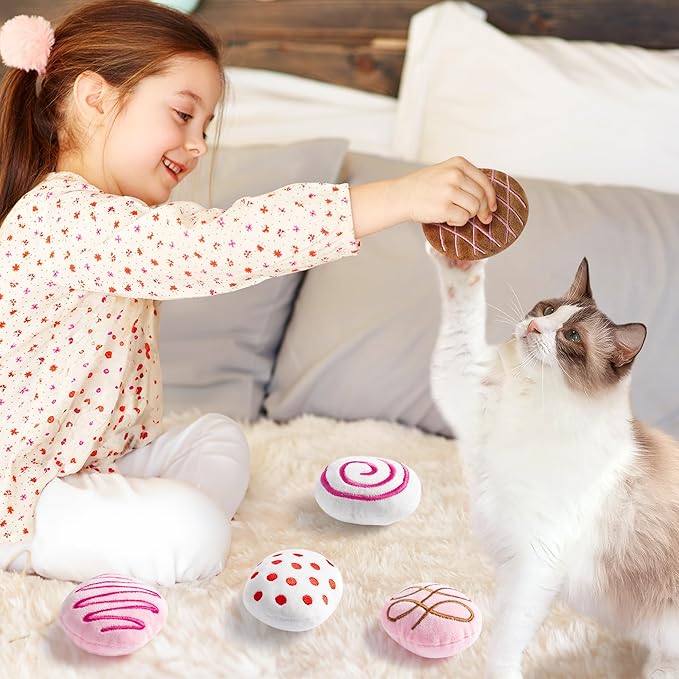 MALLMALL6 Catnip Toys for Cat - 5Pcs Chocolate Truffles Catmint Interactive Teething Chew Kick Cat Toy for Indoor Kitten, Soft Candy Pet Supplies, Pet Birthday Gifts for Kitten Lover