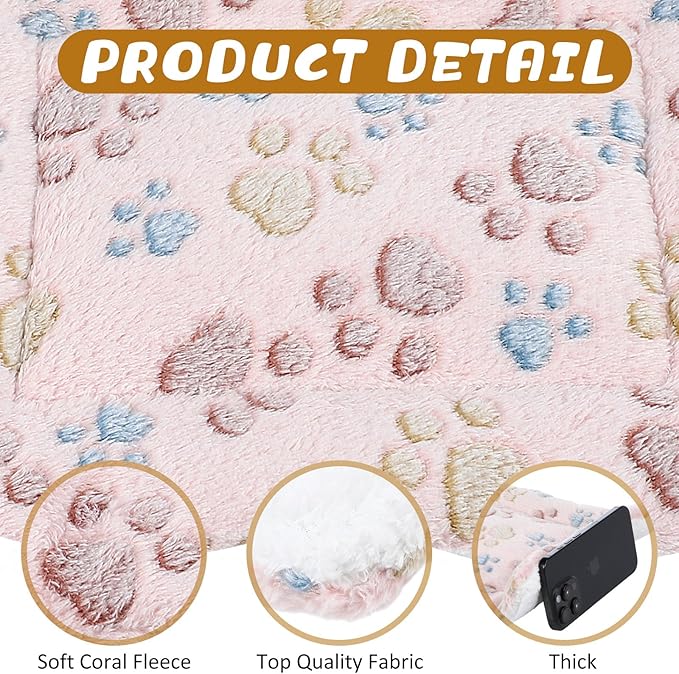 Tuanse 4 Pack Ultra Soft Dog Cat Bed Mat with Cute Print Reversible Fleece Dog Crate Kennel Pad Cozy Washable Thickened Hamster Guinea Pig Pet Bed Mat for Small Animal (13 x 10 Inches,Light Brown)
