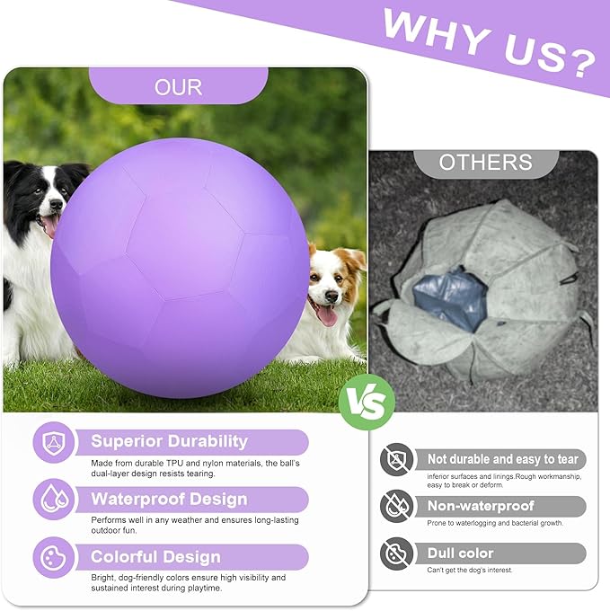 25" Herding Ball for Dogs and Horses, Durable Waterproof Dog Toy, Dual-Layer Large Interactive Pet Play Ball for Australian Shepherds, Cattle Dogs