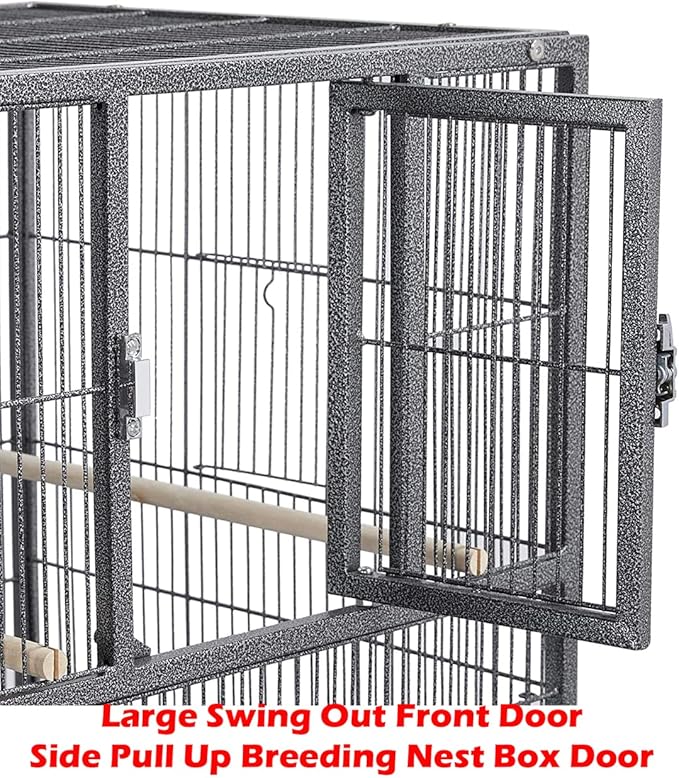 Double Stackable Center Divided Side Nesting Box Doors Breeder Breeding Bird Flight Double Rolling Cage for Aviaries Canaries Cockatiels Lovebirds Finches Budgies Small Parrots