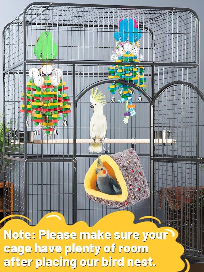Medium Winter Warm Bird Nest for Cage - Comfortable Bird Bed with Support Board, Hanging Hammock Shed Hideaway Hut Gift for Macaws African Grey Amazon Parrots